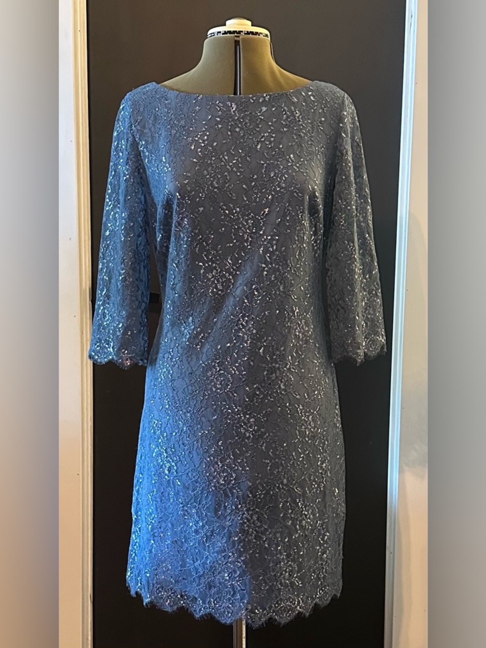 Calvin Klein Slate Blue Lace Shift Dress